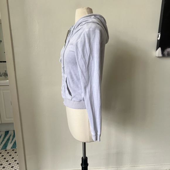 H&M Velour Light Grey Zip Up Hoodie Sweatshirt Size XS - Picture 4 of 8